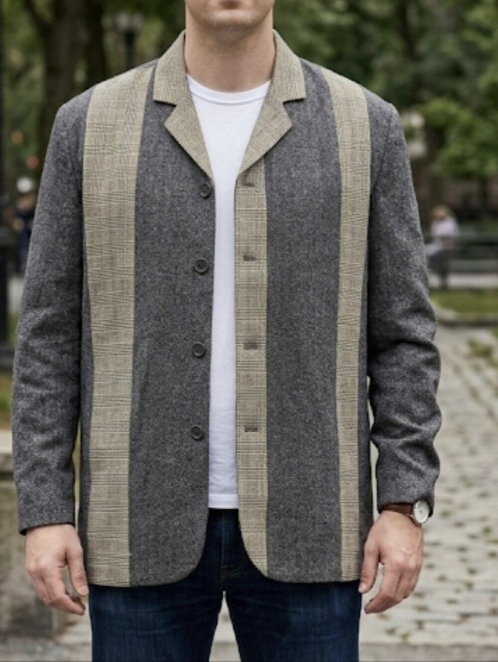 Syllables System Men's 3XL Grey/Plaid Polyester Linned Button-up Jacket NWT $128